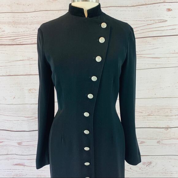 Plaza South vintage long black military style silv - Picture 2 of 10